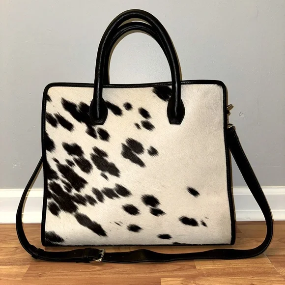 RARE-Tony Bianco Carla Black/White Pony Tote Bag - Picture 1 of 6